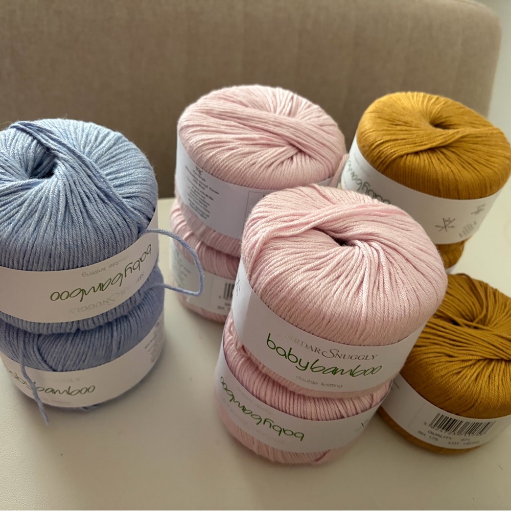 Baby Bamboo Yarn Set - Pink, Blue, and Yellow